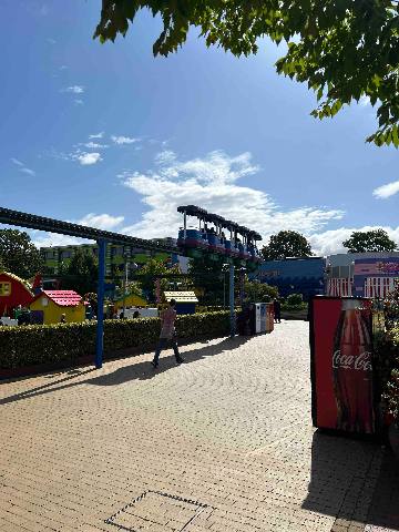 an elevated ride at a theme park