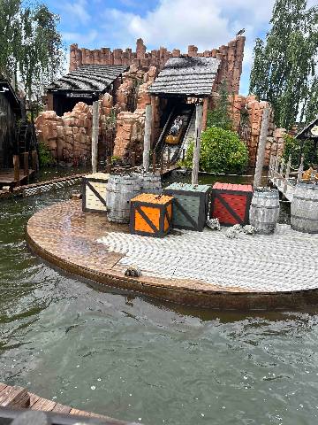 a water flume ride at an amusement park